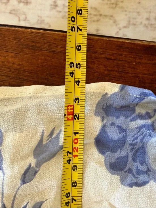 Reformation Cream Maxi Dress with Blue Floral Print and Tie Shoulders - Picture 12 of 14